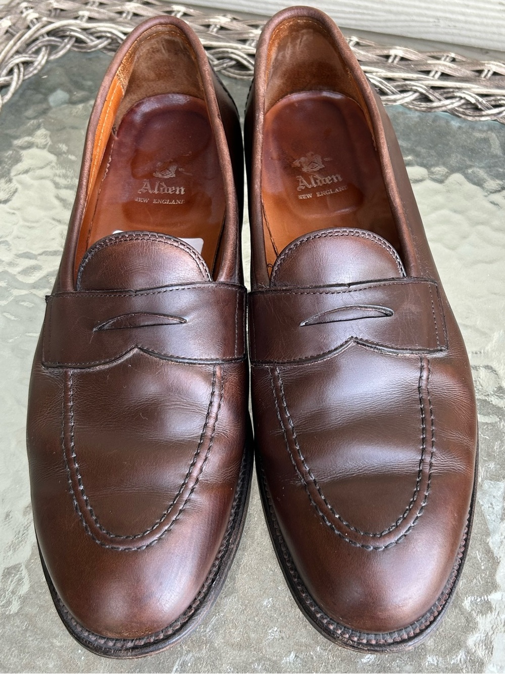 Men’s ALDEN New England 96947 LEATHER Penny Loafers Brown sz 11